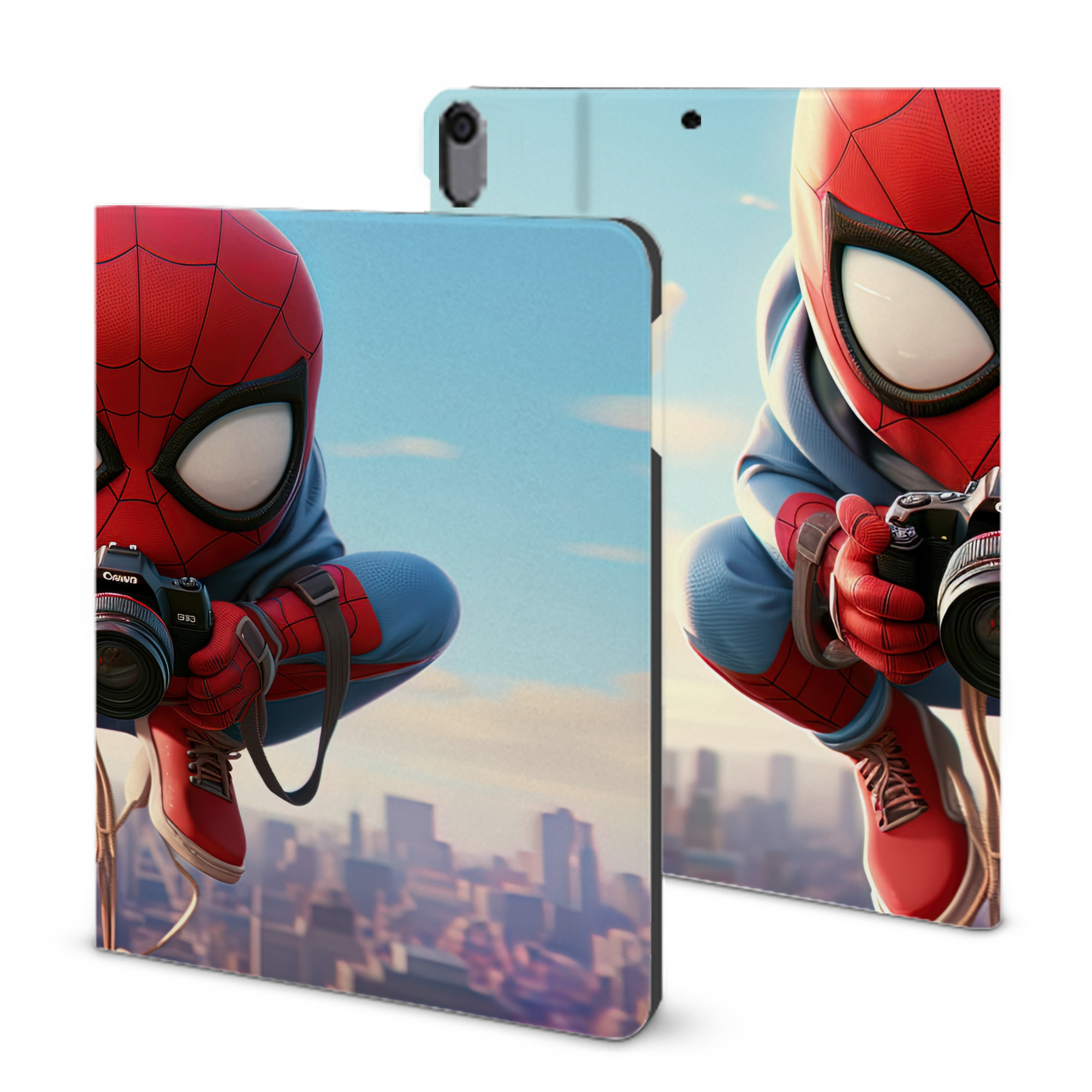 （画像用） Spider Man スパイダーマン IPad ケース ブック型 PUレザー TPU 耐衝撃 軽量 薄型 ペン収納なし 全面保護 IPad 各モデル対応